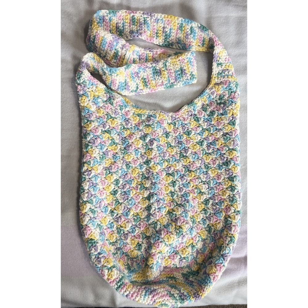 Crochet Boho Bag‎ Handmade Shoulder Multi Colorful Knit Hippie NWOT